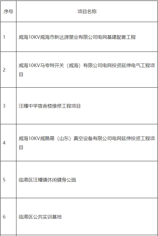 南宫NG28山东威海临港区经济发展局公示2023年政府投资项目汇总(图1)